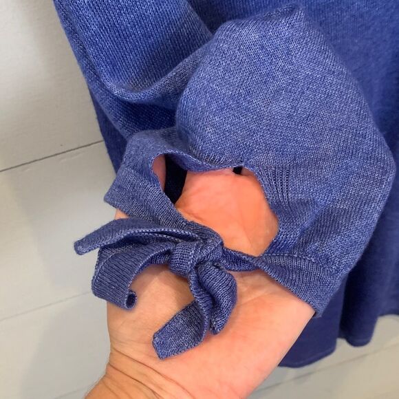 Talbots 100% linen blue V-neck lightweight knit sweater size petite - Picture 5 of 8